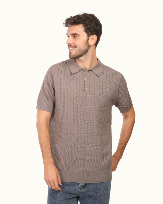 Square Texture ( T F ) Knitwear Polo| coffe