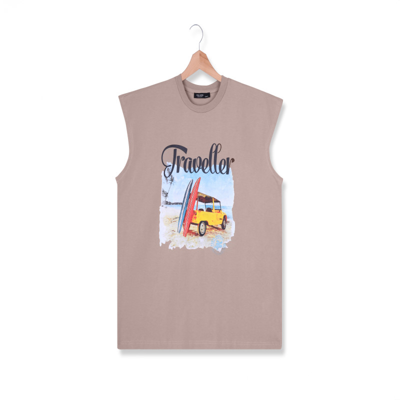 Print(Traveller)H.Top t-Shirt -beige